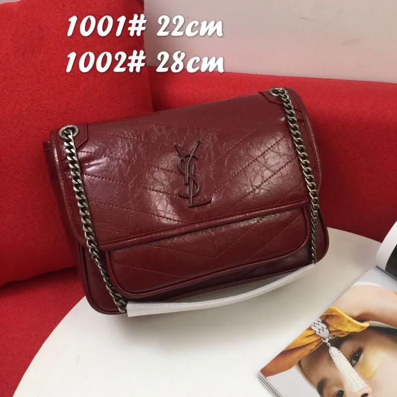 Alternative view of YSL Maroon Leather Chain Shoulder Bag 962