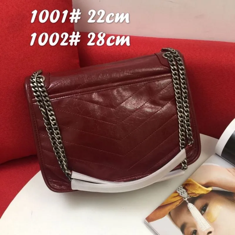 YSL Maroon Leather Chain Shoulder Bag 962 - Image 3