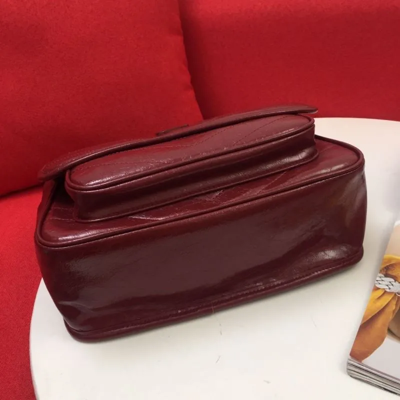 YSL Maroon Leather Chain Shoulder Bag 962 - Image 7