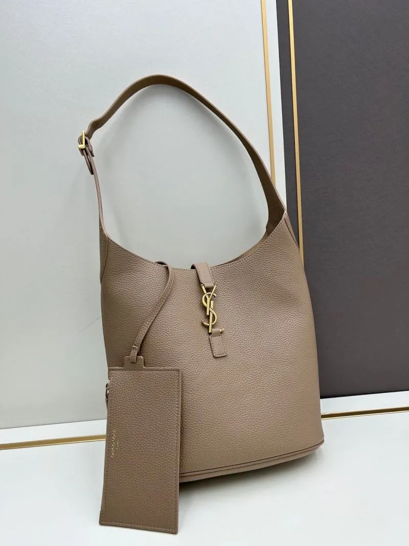 YSL 963 Taupe Leather Hobo Shoulder Bag - Image 3