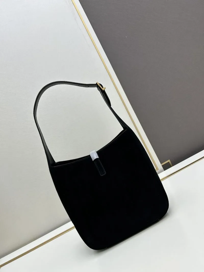 YSL Black Suede Hobo Shoulder Bag 968 - Image 3