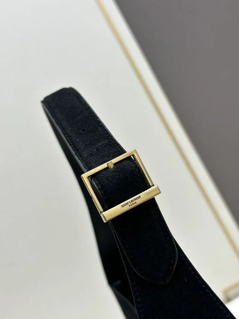 YSL Black Suede Hobo Shoulder Bag 968 - Image 5