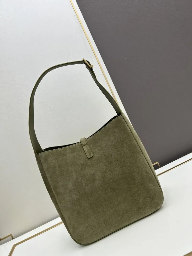 YSL Olive Green Suede Top Handle Bag 970 - Image 3