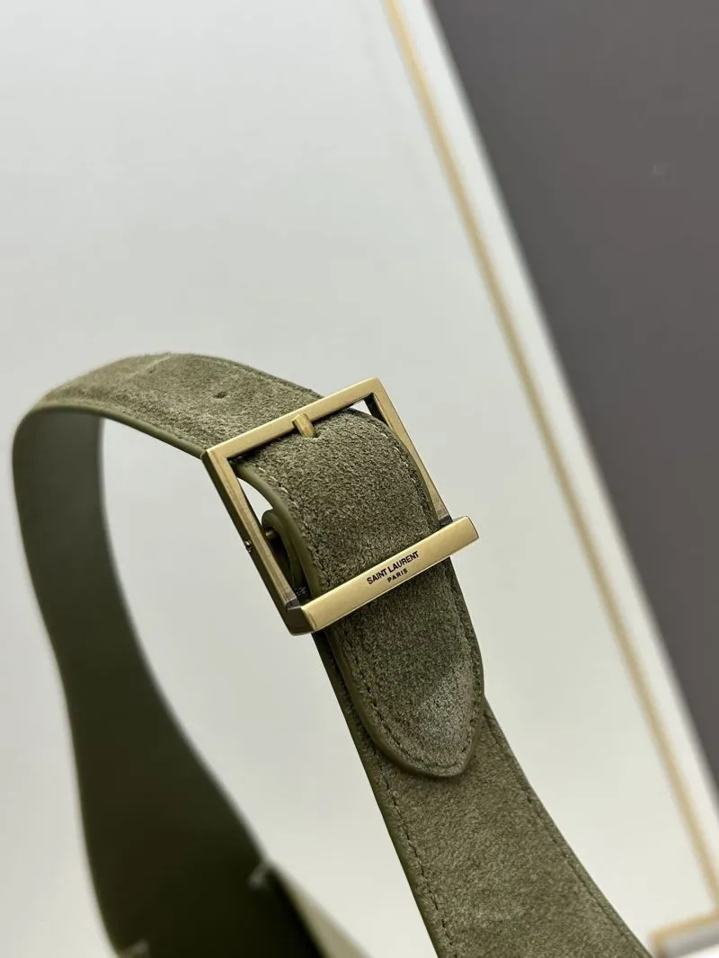 YSL Olive Green Suede Top Handle Bag 970 - Image 5