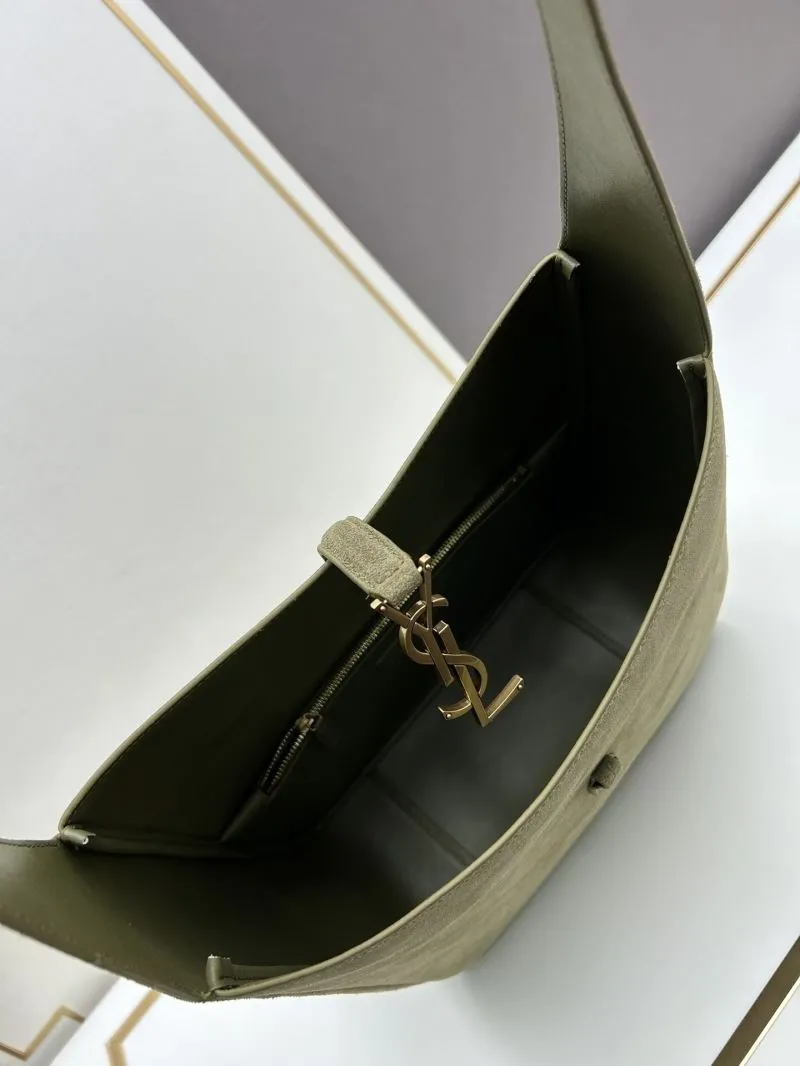 YSL Olive Green Suede Top Handle Bag 970 - Image 7