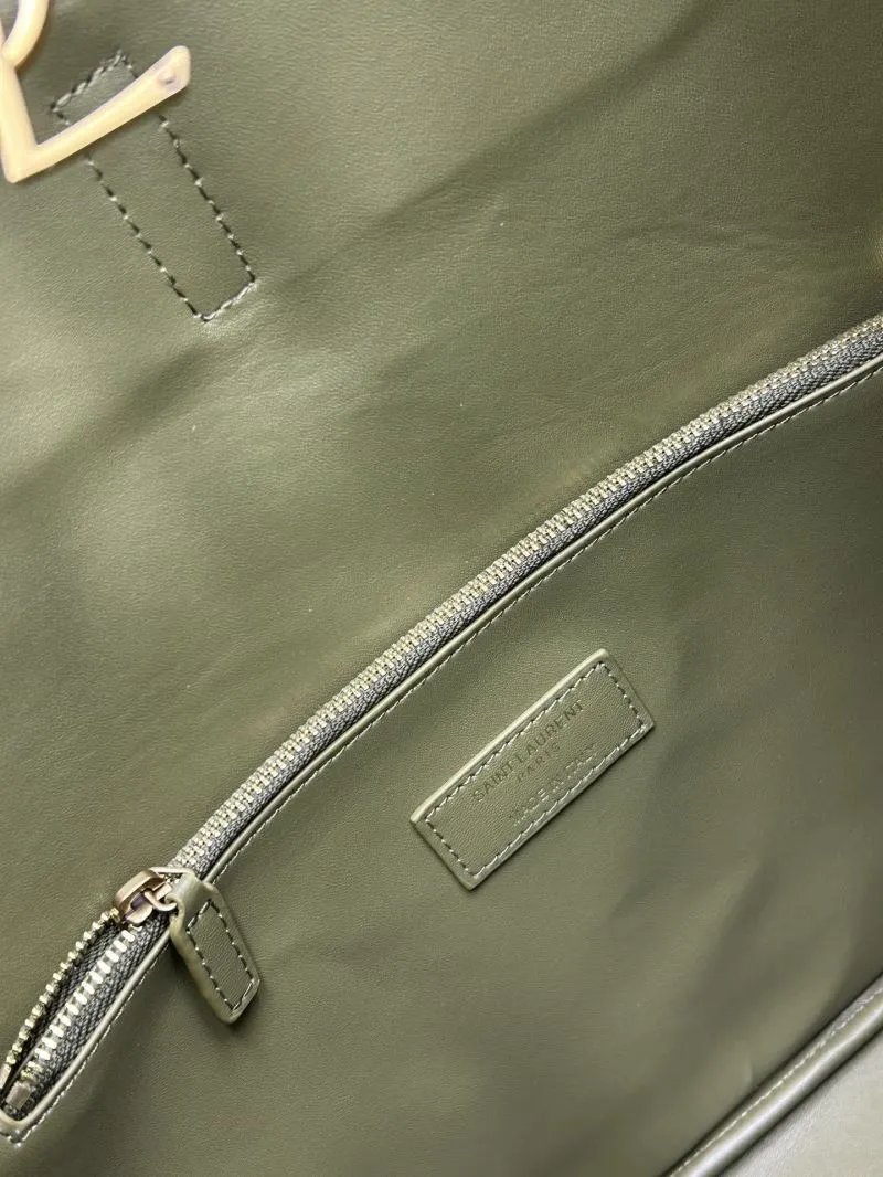 YSL Olive Green Suede Top Handle Bag 970 - Image 8