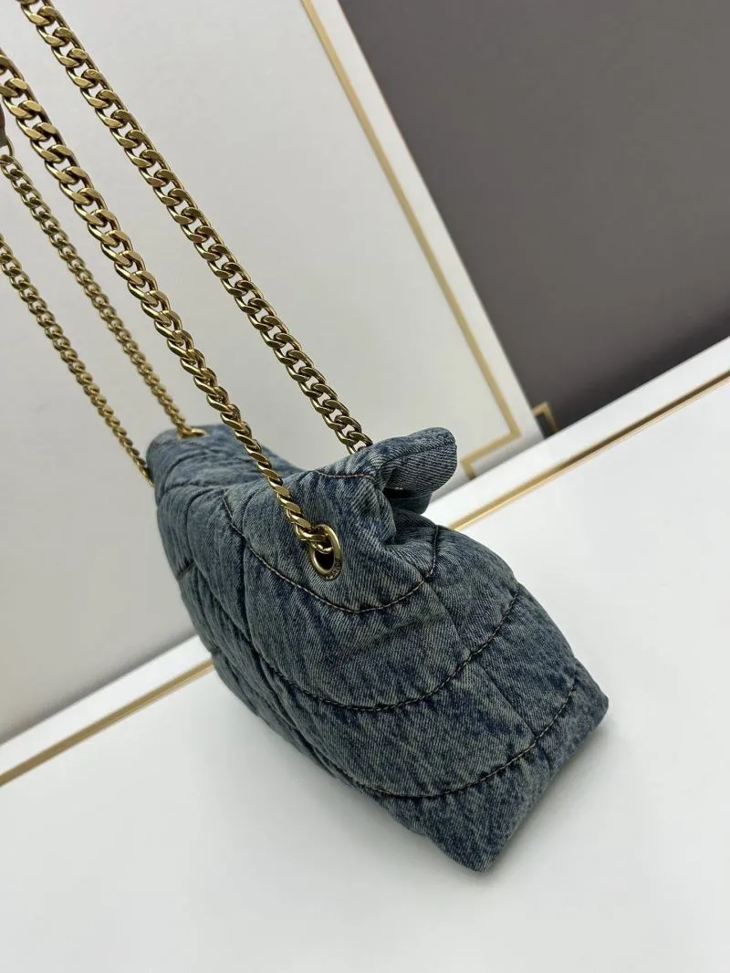 YSL Denim Shoulder Bag 973 - Image 4