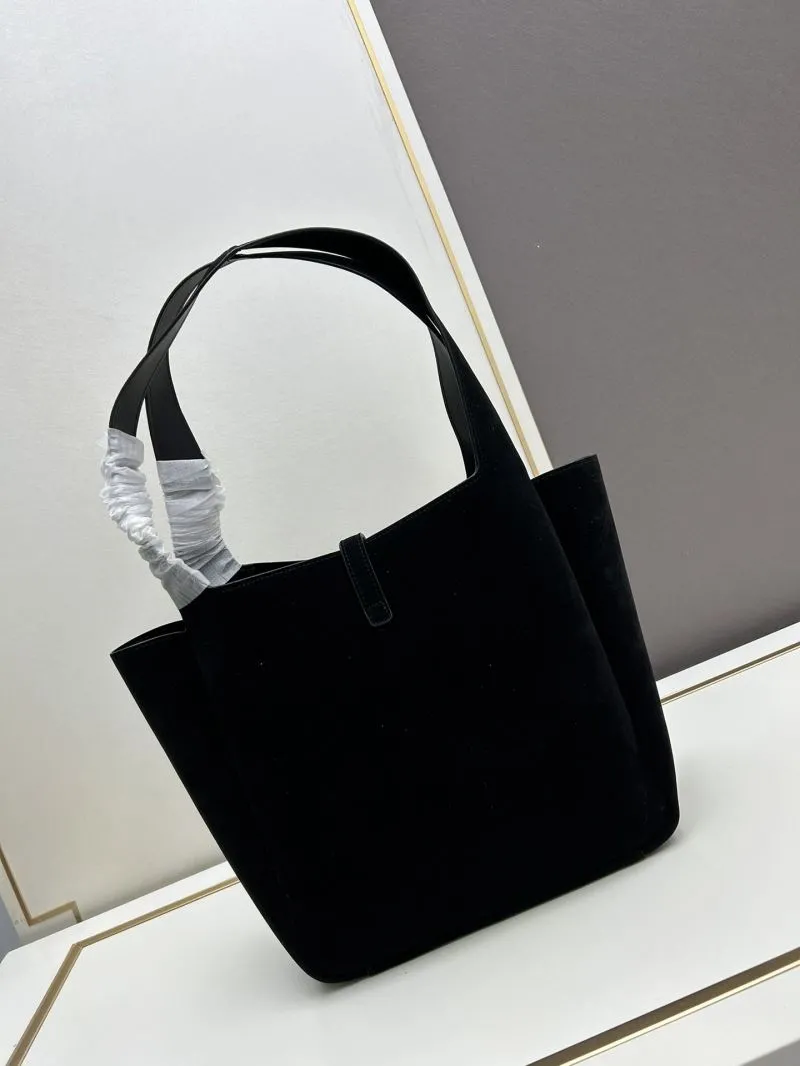 YSL Black Suede Tote Bag 41338 - Image 3