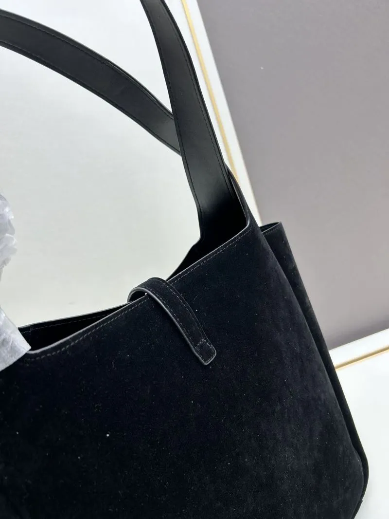 YSL Black Suede Tote Bag 41338 - Image 6