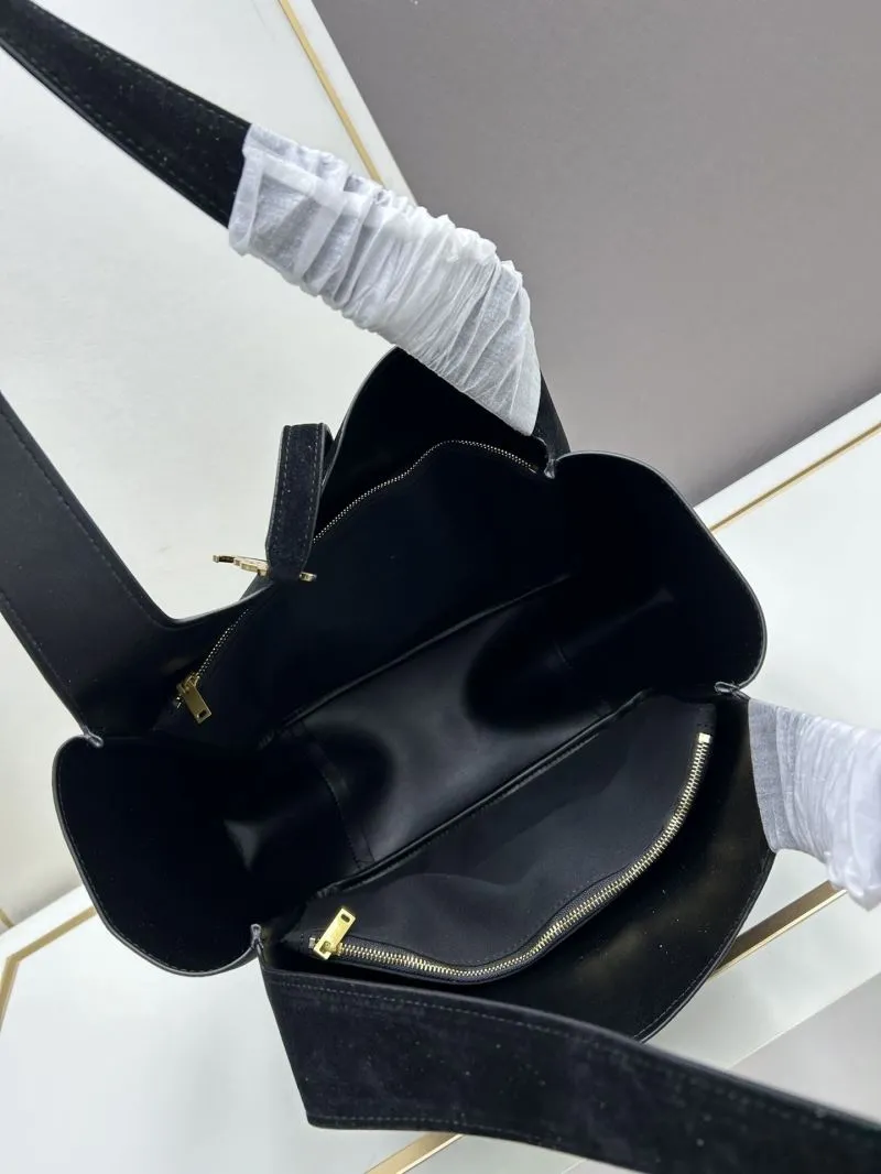 YSL Black Suede Tote Bag 41338 - Image 7