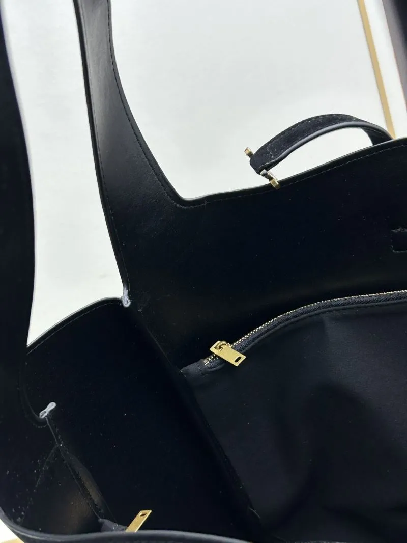 YSL Black Suede Tote Bag 41338 - Image 8
