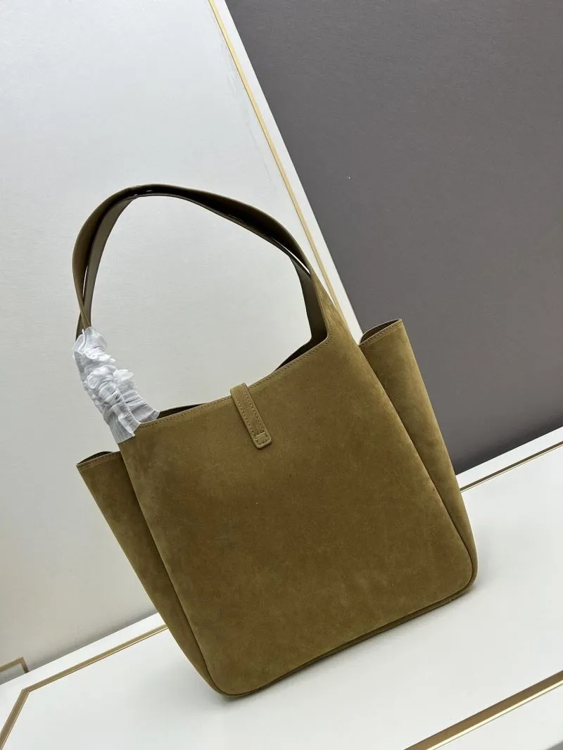 YSL Suede Tote Bag 41338 Olive Brown - Image 3