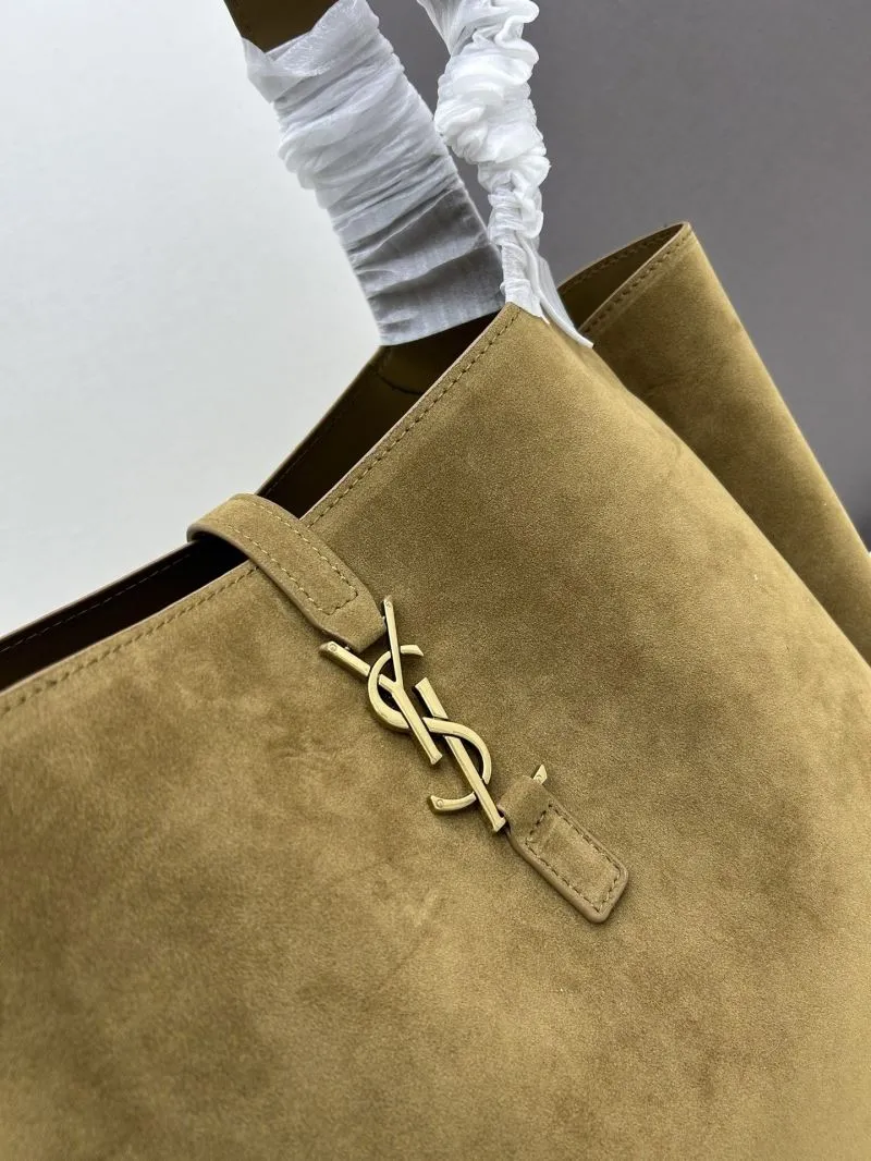 YSL Suede Tote Bag 41338 Olive Brown - Image 4
