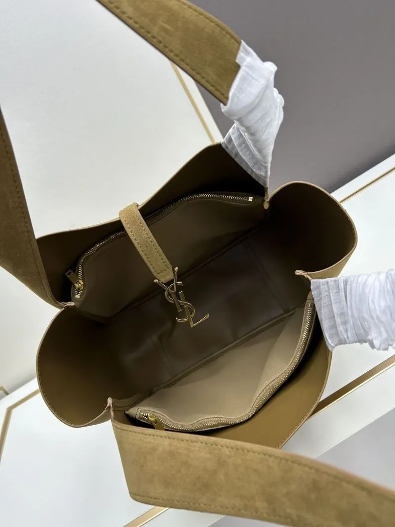 YSL Suede Tote Bag 41338 Olive Brown - Image 6