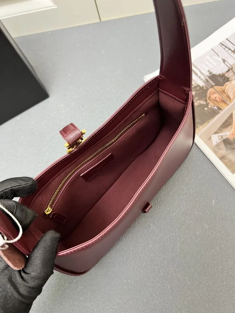 Saint Laurent Burgundy Hobo Bag Z12021 - Image 10