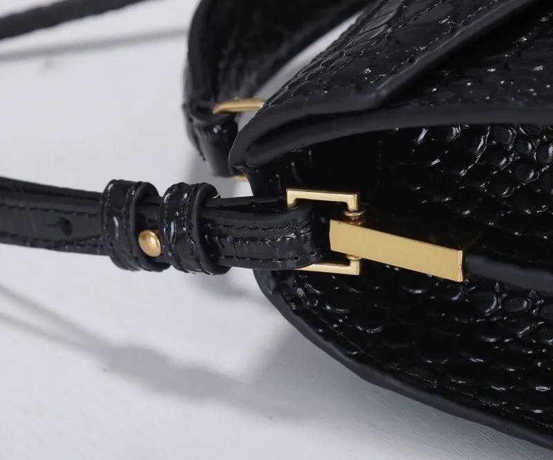 YSL Black Crocodile Embossed Top Handle Bag 998 - Image 7