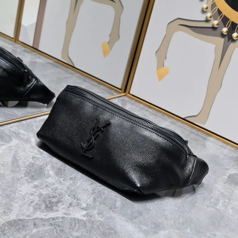 YSL Black Leather Waist Bag - Image 3