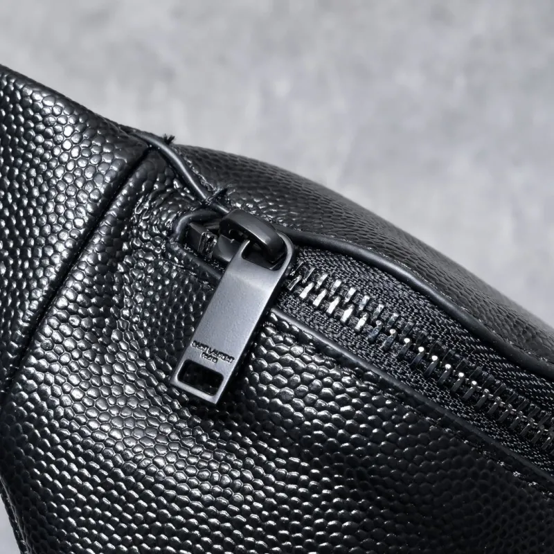 YSL Black Leather Waist Bag - Image 6
