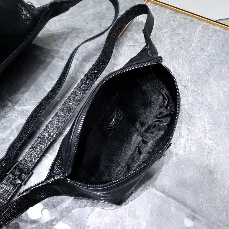 YSL Black Leather Waist Bag - Image 9
