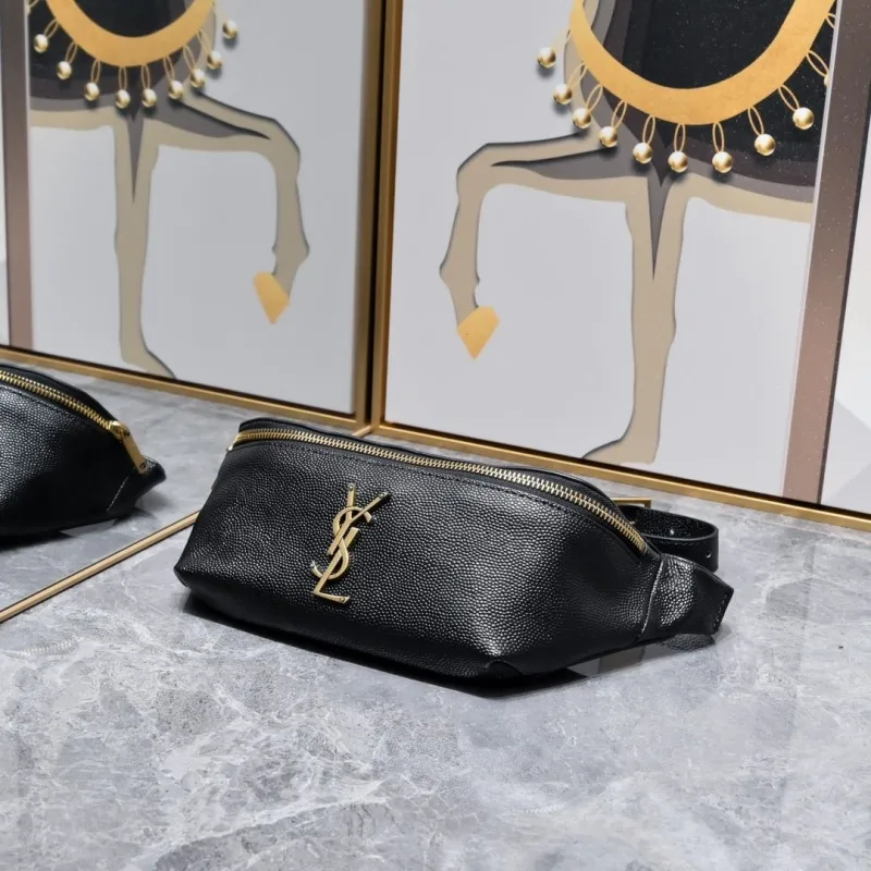 YSL Black Leather Waist Bag - Image 4