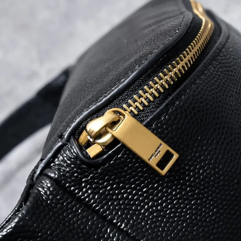 YSL Black Leather Waist Bag - Image 7