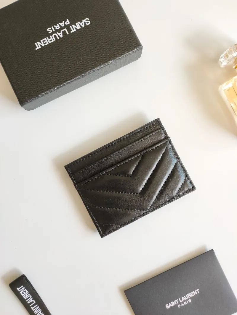 Saint Laurent Black Quilted Leather Card Holder - Image 3