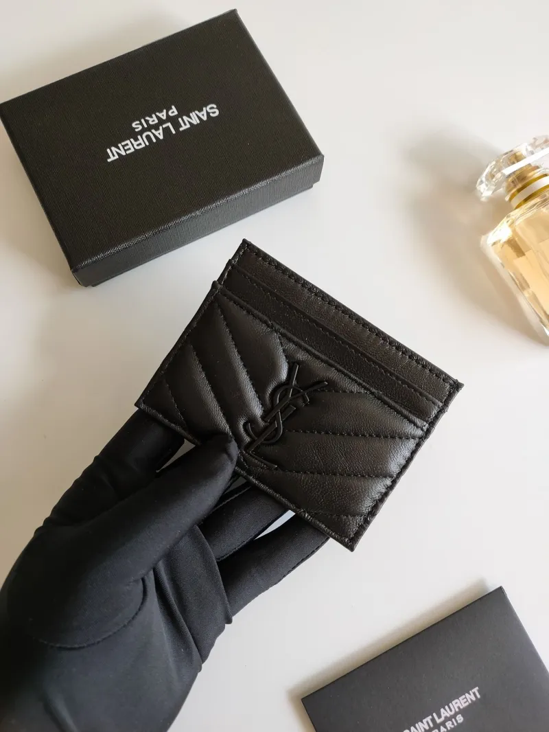 Saint Laurent Black Quilted Leather Card Holder - Image 4
