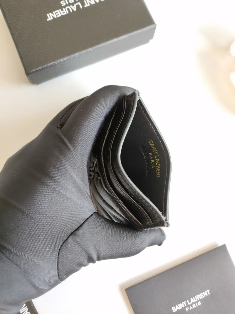 Saint Laurent Black Quilted Leather Card Holder - Image 5