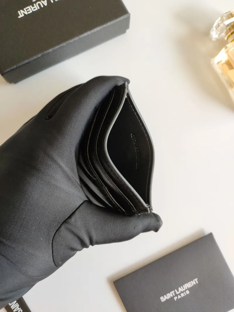 Saint Laurent Black Quilted Leather Card Holder - Image 6
