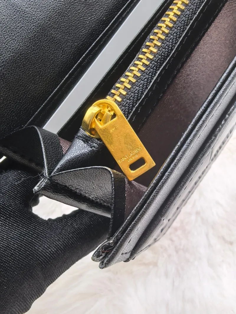 Yves Saint Laurent Black Crocodile Embossed Long Wallet - Image 8