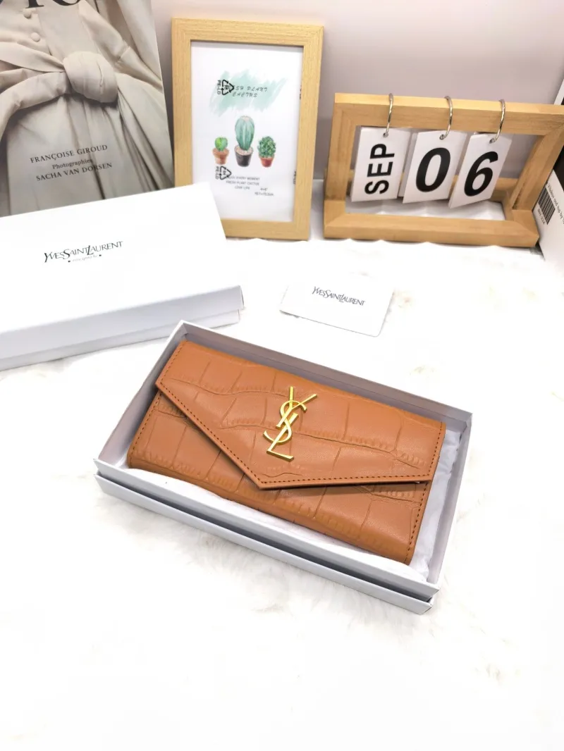 Yves Saint Laurent Crocodile Embossed Long Wallet SKU 8667 - Image 3