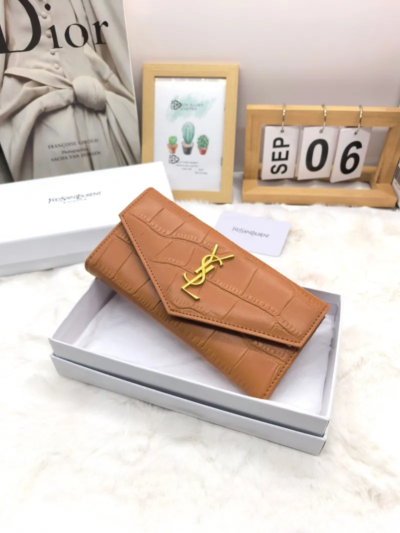 Yves Saint Laurent Crocodile Embossed Long Wallet SKU 8667 - Image 4
