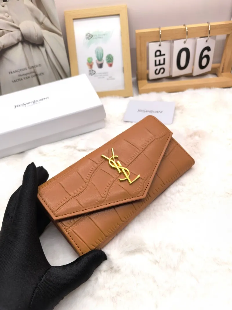 Yves Saint Laurent Crocodile Embossed Long Wallet SKU 8667 - Image 5