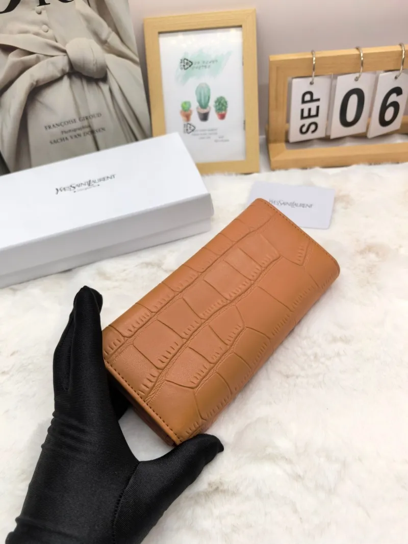 Yves Saint Laurent Crocodile Embossed Long Wallet SKU 8667 - Image 7