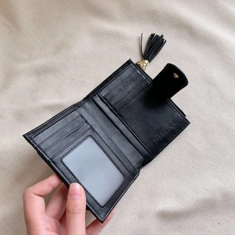 YSL Black Quilted Leather Card Holder Wallet - Image 6