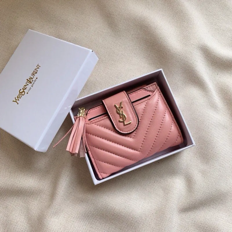 Yves Saint Laurent Pink Leather Compact Wallet