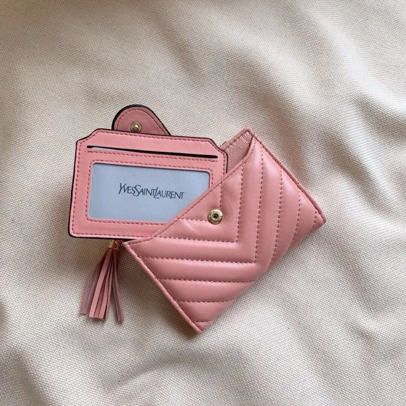 Yves Saint Laurent Pink Leather Compact Wallet - Image 3