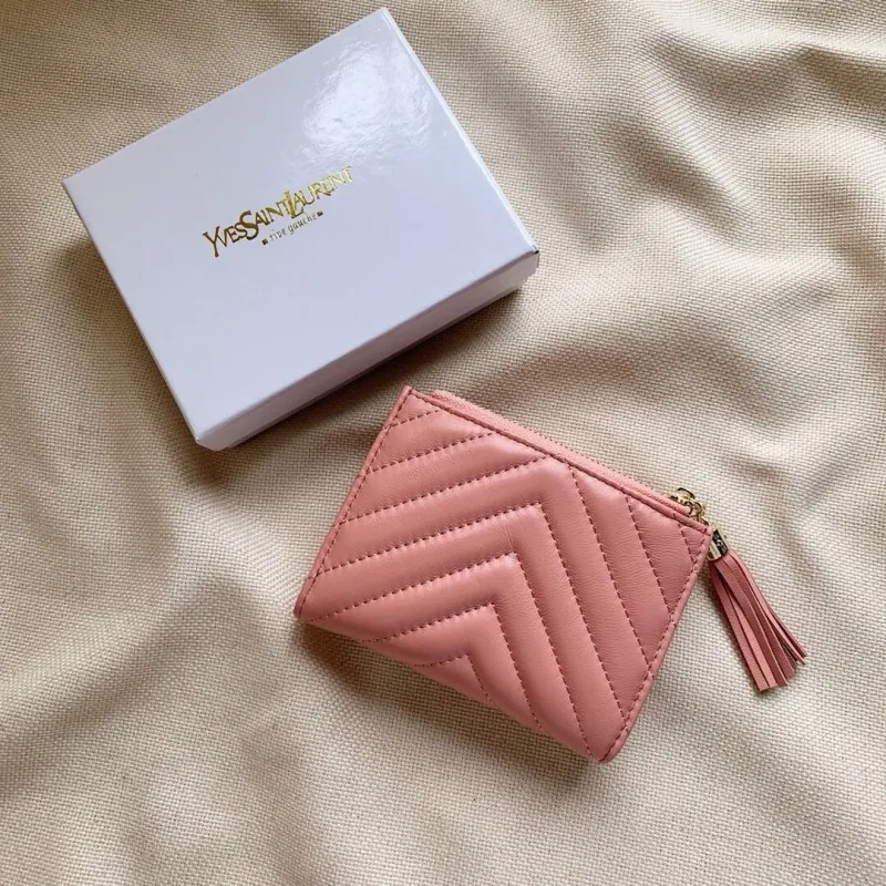 Yves Saint Laurent Pink Leather Compact Wallet - Image 4
