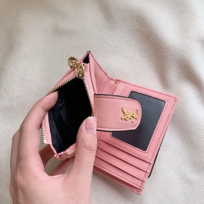 Yves Saint Laurent Pink Leather Compact Wallet - Image 8