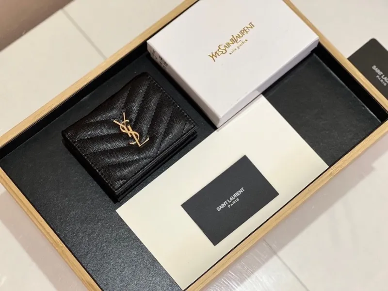 Alternative view of YSL Quilted Leather Wallets Black and Burgundy