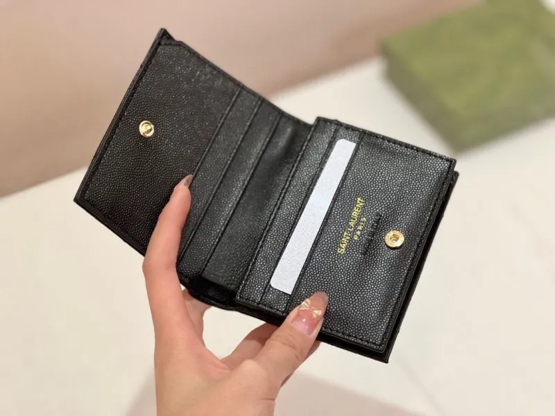 YSL Quilted Leather Wallets Black and Burgundy - Image 8