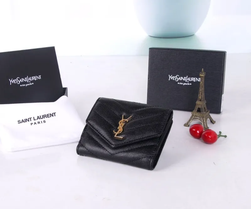 Yves Saint Laurent Black Quilted Leather Wallet - Image 3