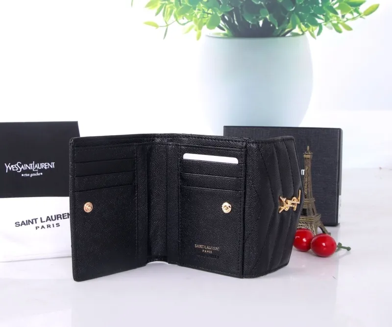 Yves Saint Laurent Black Quilted Leather Wallet - Image 5