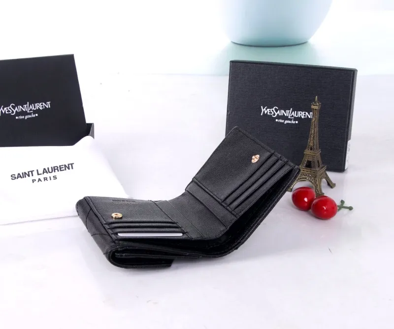 Yves Saint Laurent Black Quilted Leather Wallet - Image 7