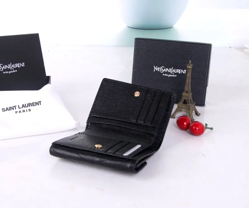 Yves Saint Laurent Black Quilted Leather Wallet - Image 9