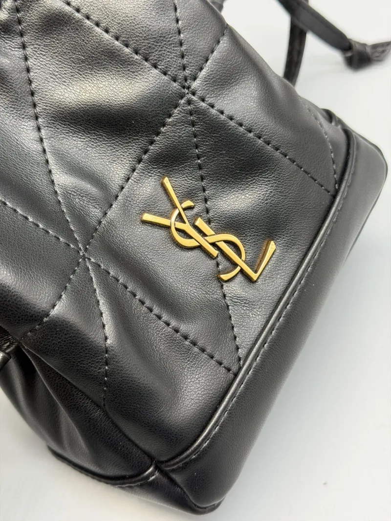 YSL Black Leather Mini Bucket Crossbody Bag - Image 4