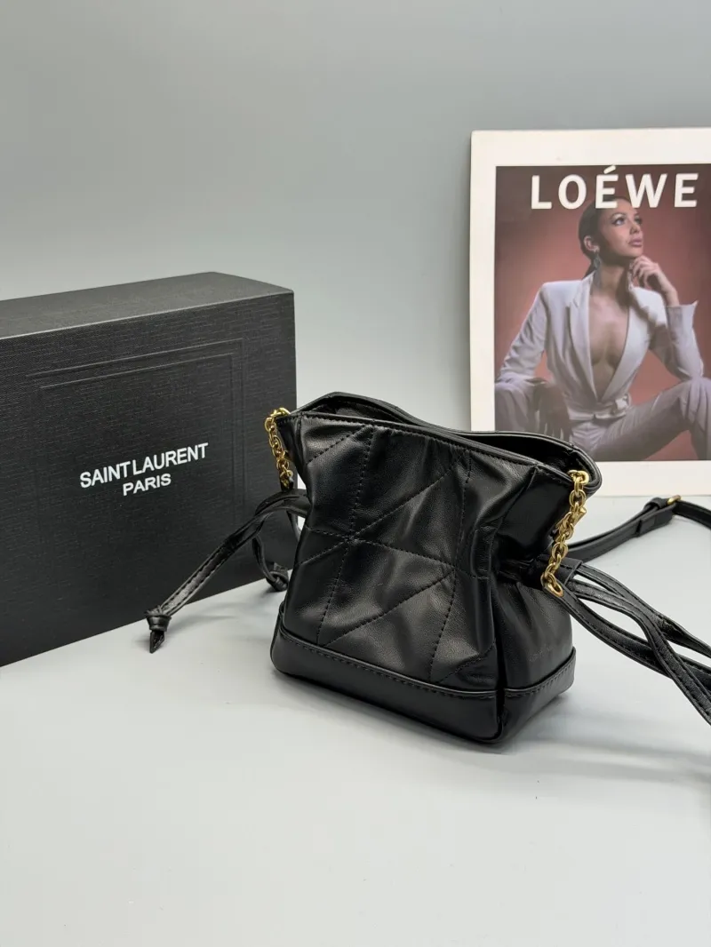 YSL Black Leather Mini Bucket Crossbody Bag - Image 5