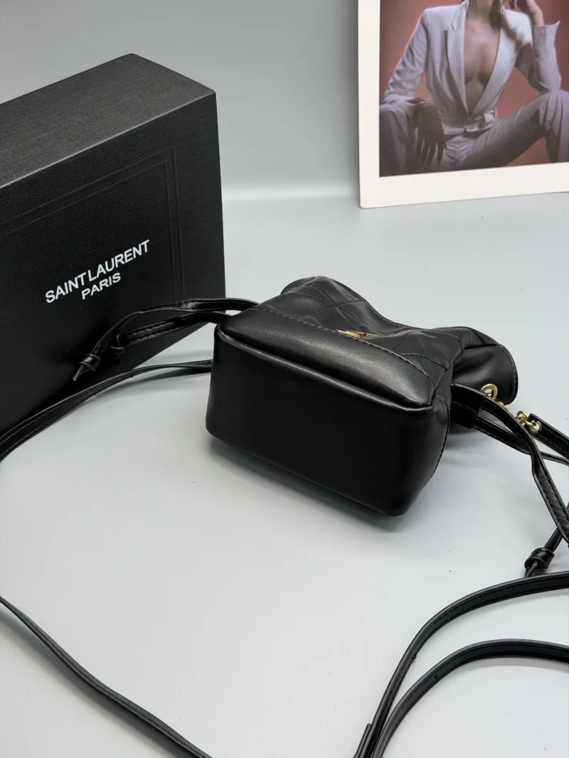 YSL Black Leather Mini Bucket Crossbody Bag - Image 6