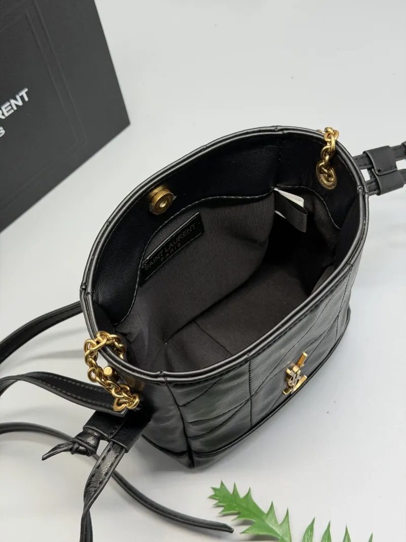 YSL Black Leather Mini Bucket Crossbody Bag - Image 7