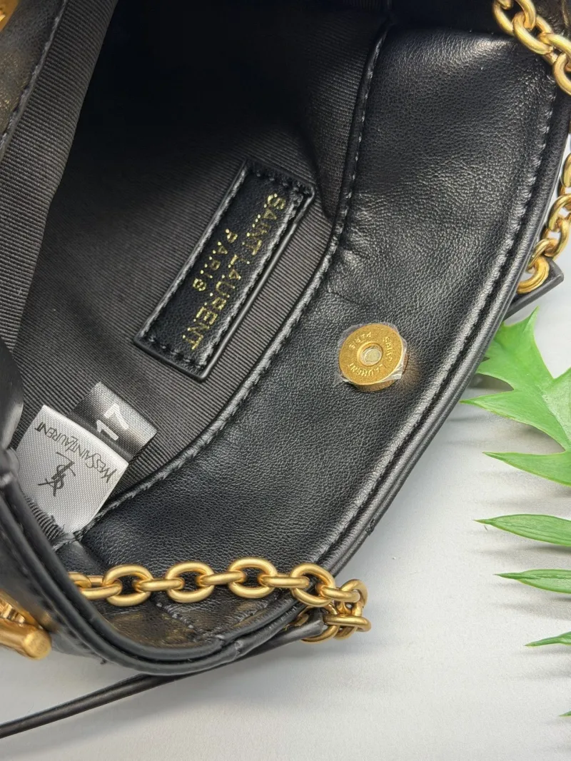 YSL Black Leather Mini Bucket Crossbody Bag - Image 8